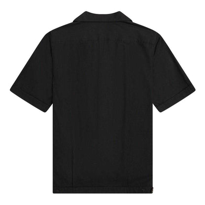 Black - Back - Fred Perry Mens Panelled Short-Sleeved Bowling Shirt