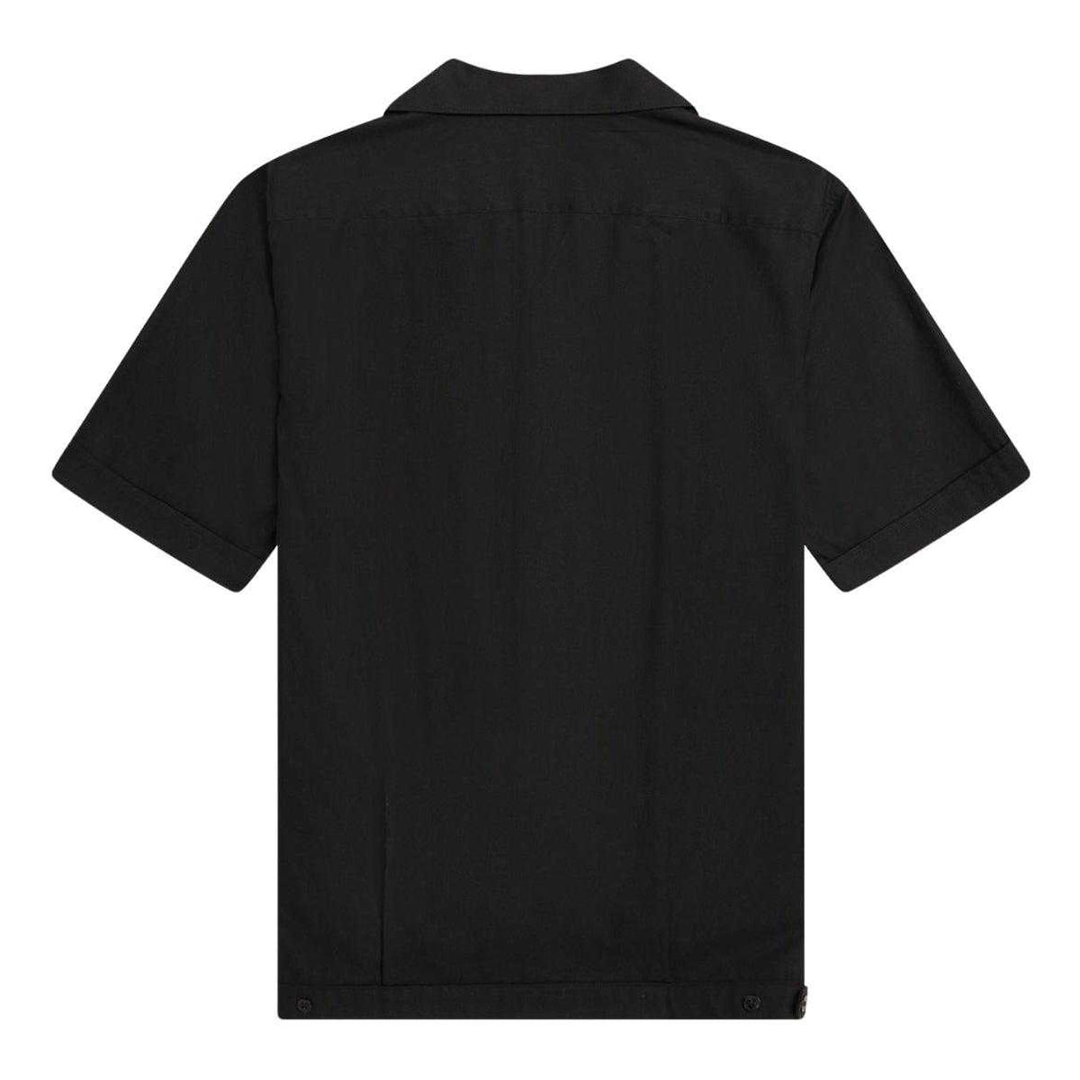 Black - Back - Fred Perry Mens Panelled Short-Sleeved Bowling Shirt