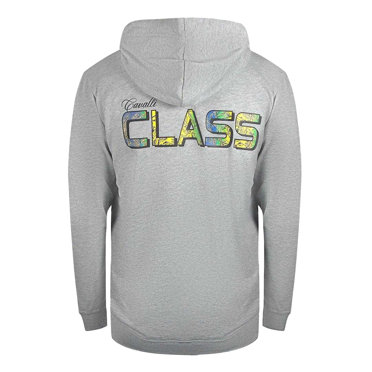 Grey - Back - Cavalli Class Mens Floral Logo Full Zip Hoodie