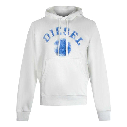 White - Front - Diesel Mens Faded Logo Hoodie