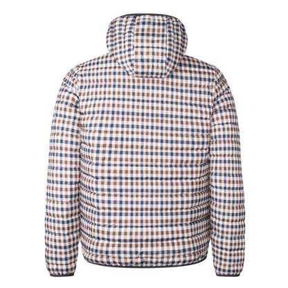 Beige - Back - Aquascutum Mens Active Checked Hooded Padded Jacket