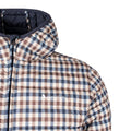 Beige - Side - Aquascutum Mens Active Checked Hooded Padded Jacket