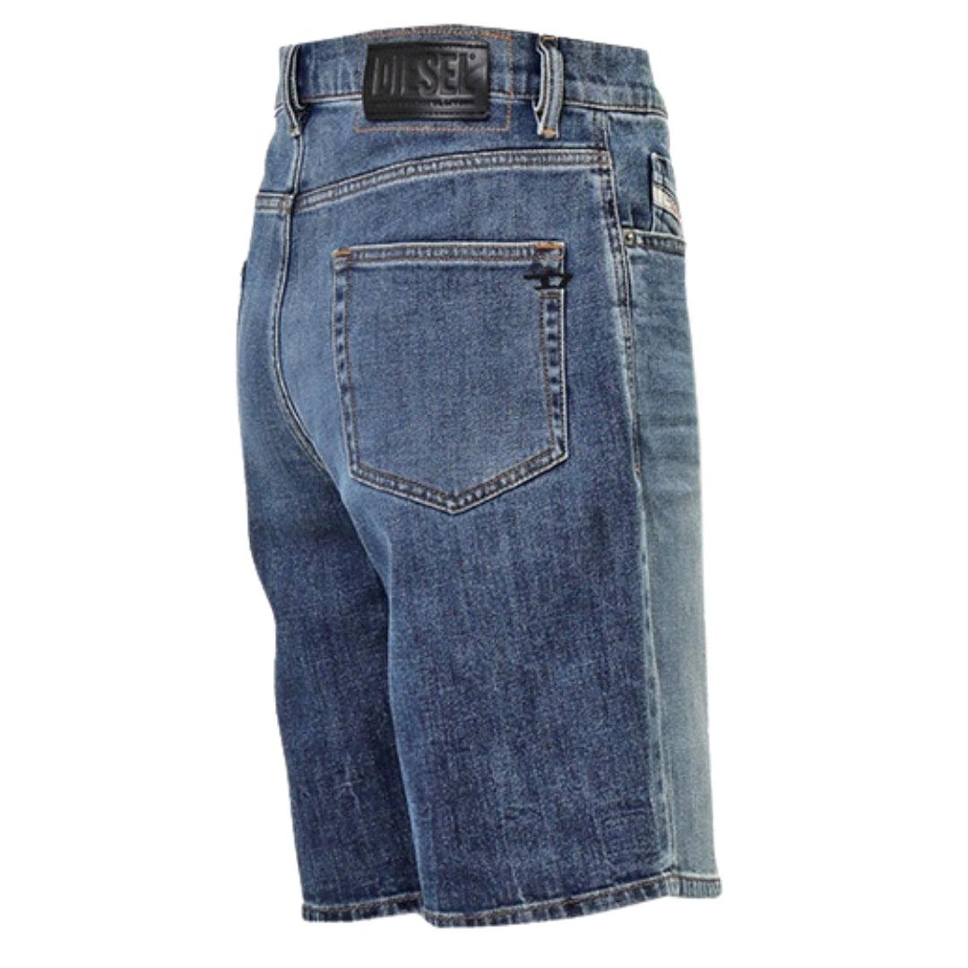 Medium Blue - Back - Diesel Mens D-Strukt Jean Shorts