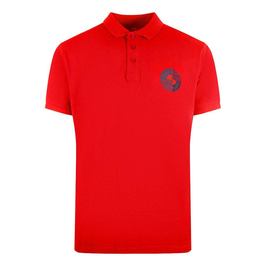 Red - Front - Cavalli Class Mens Circle Logo Polo Shirt