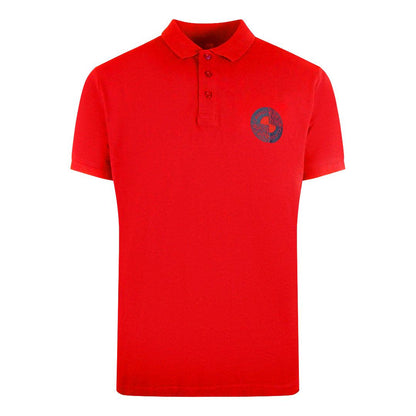 Red - Front - Cavalli Class Mens Circle Logo Polo Shirt