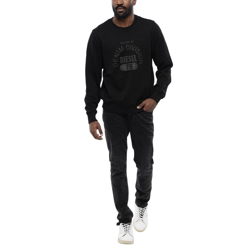 Black - Pack Shot - Diesel Unisex Adult Division Logo Denim Sweatshirt