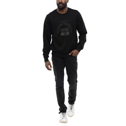 Black - Pack Shot - Diesel Unisex Adult Division Logo Denim Sweatshirt