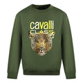 Olive-Olive - Front - Cavalli Class Mens Leopard Print Logo Sweatshirt