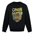 Black - Front - Cavalli Class Mens Leopard Print Logo Sweatshirt