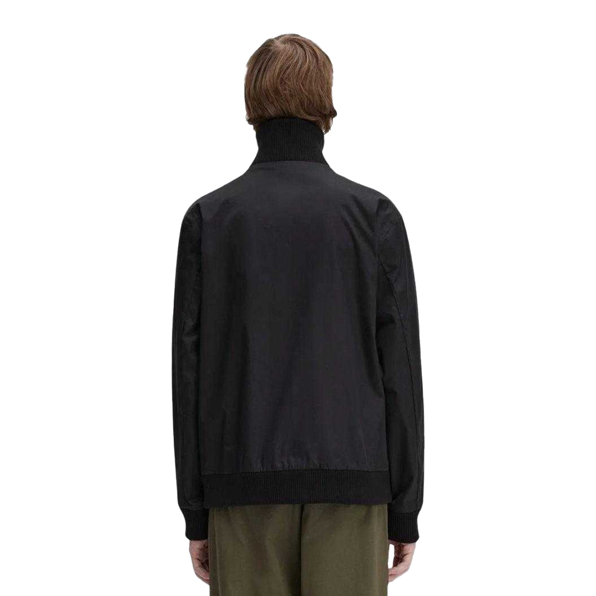 Black - Back - Fred Perry Mens Ribbed Tennis Bomber Jacket