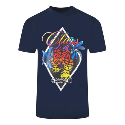 Navy Blue - Front - Cavalli Class Unisex Adult Diamond Tiger T-Shirt