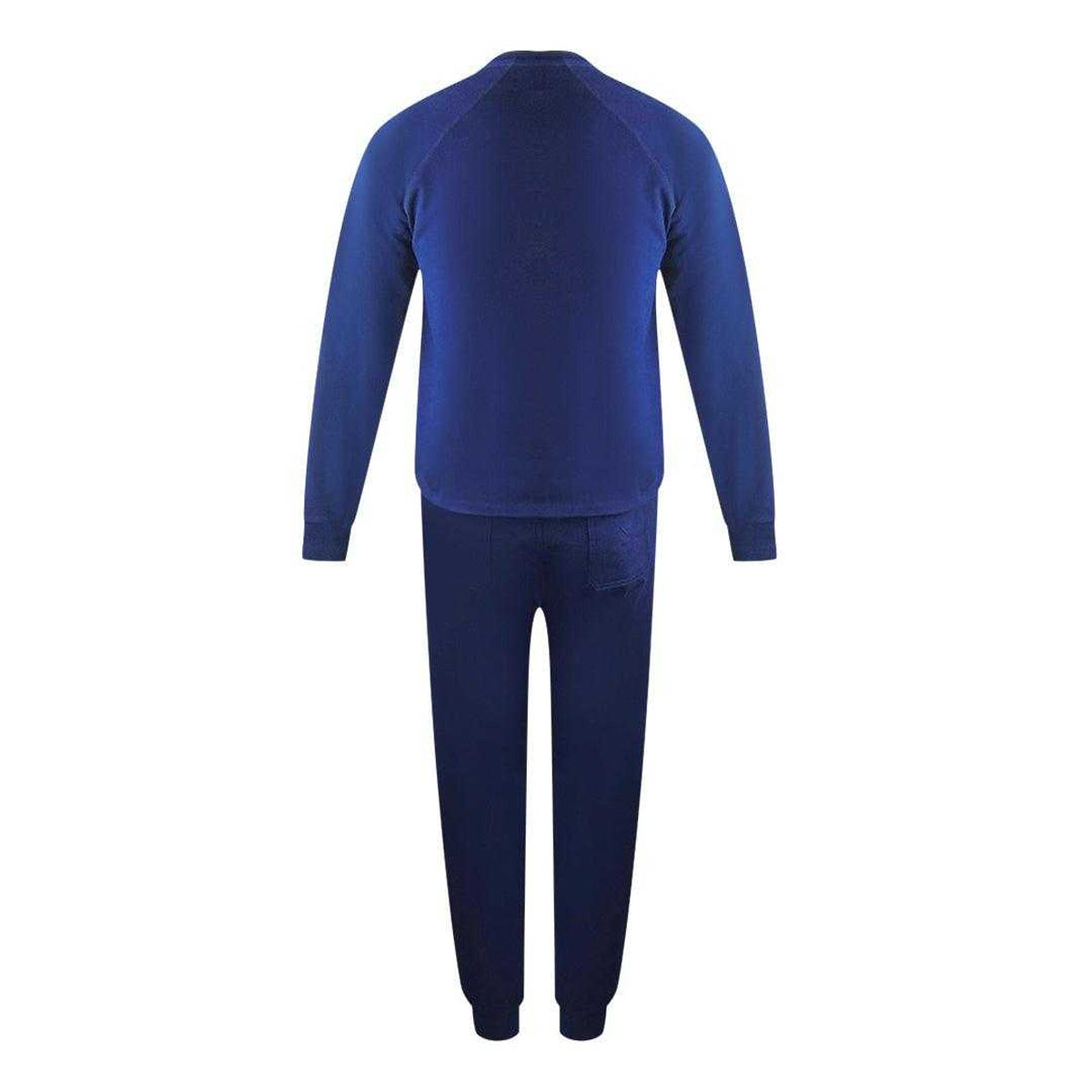 Navy Blue - Back - Aquascutum Mens Old School Crew Neck Tracksuit
