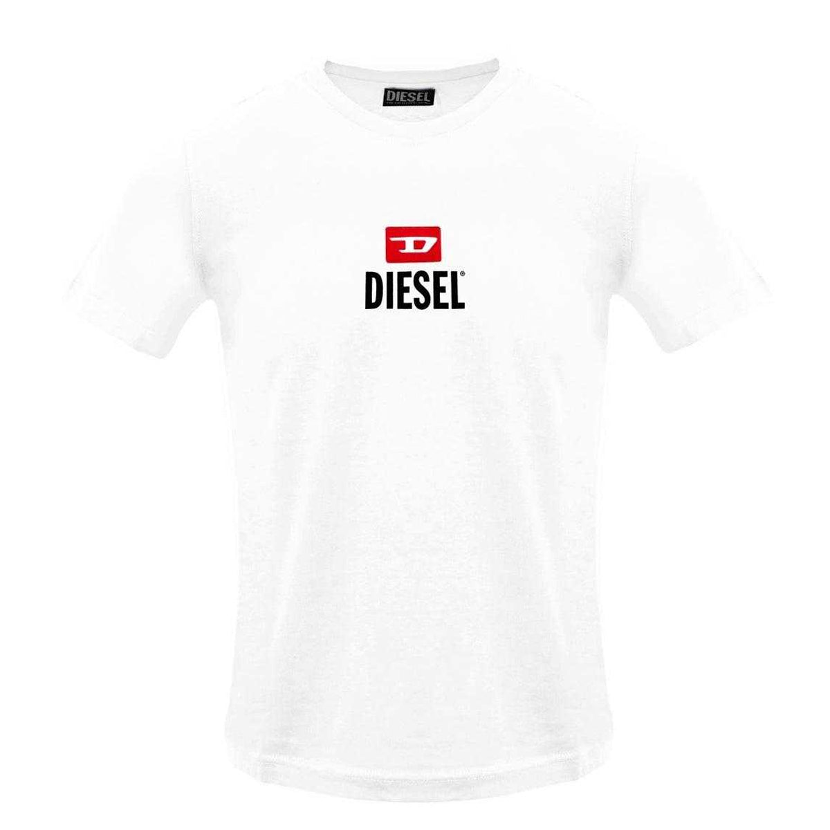 White - Front - Diesel Mens Logo T-Shirt