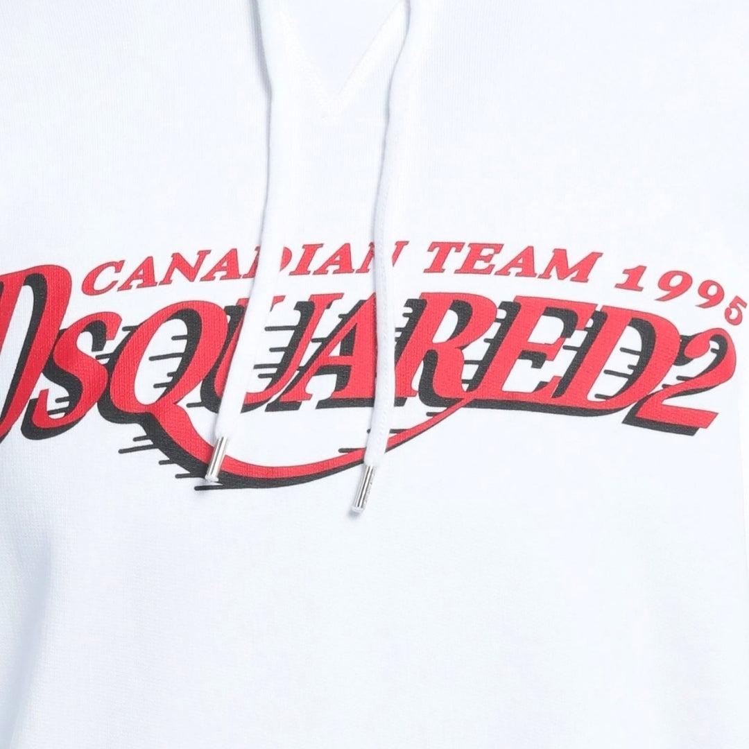 White - Pack Shot - DSquared2 Mens Canadian Team Logo Cool Fit Hoodie