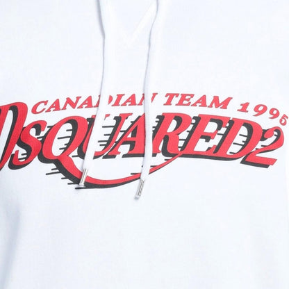 White - Pack Shot - DSquared2 Mens Canadian Team Logo Cool Fit Hoodie