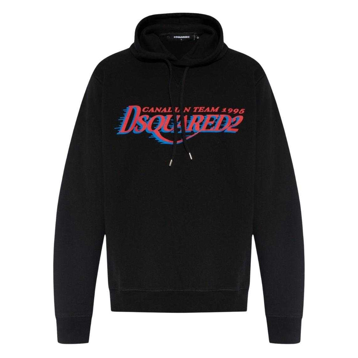 Black - Front - DSquared2 Mens Canadian Team Logo Cool Fit Hoodie