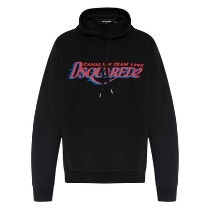 Black - Front - DSquared2 Mens Canadian Team Logo Cool Fit Hoodie
