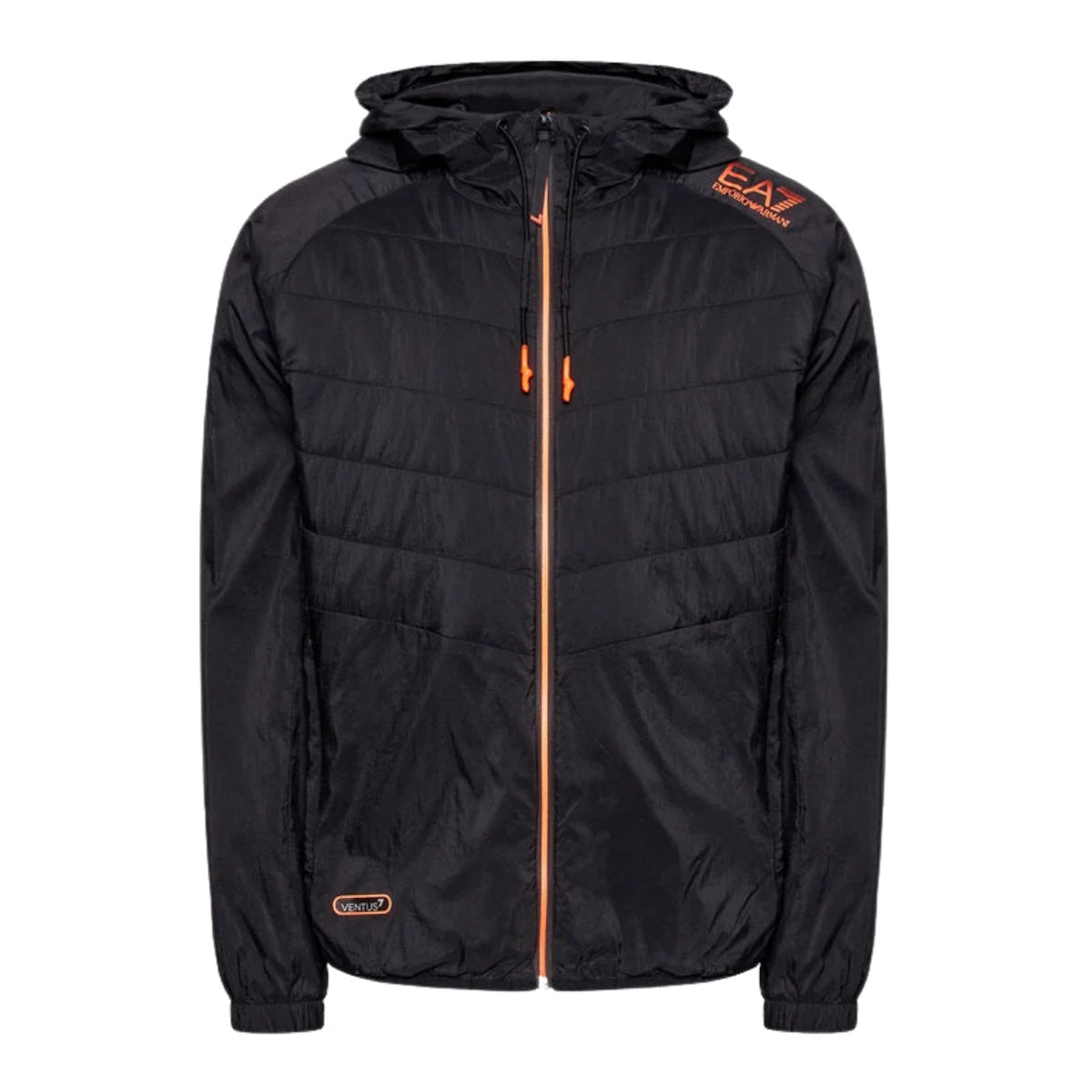 Black - Front - Emporio Armani EA7 Mens Lightweight Hooded Bomber Jacket