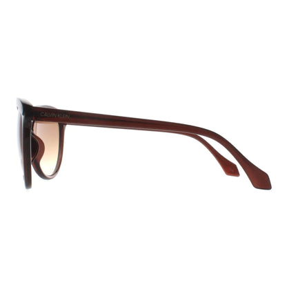 Brown - Side - Calvin Klein Womens-Ladies Cat Eye Sunglasses