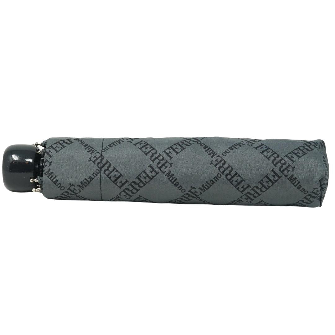 Grey - Front - Ferre All Over Logo Folding Umbrella