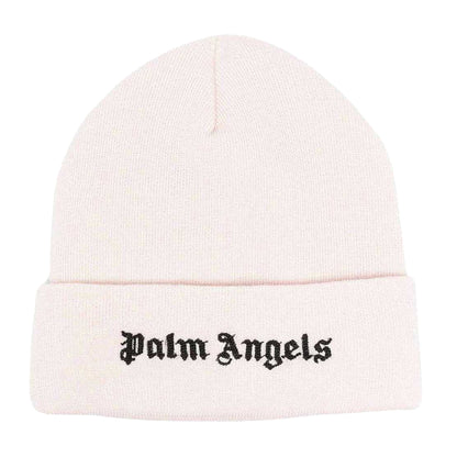 Beige - Front - Palm Angels Logo Fine Knit Beanie
