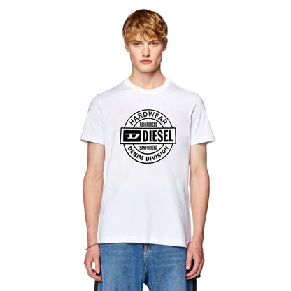 White - Side - Diesel Mens Hardware Circle Logo T-Shirt