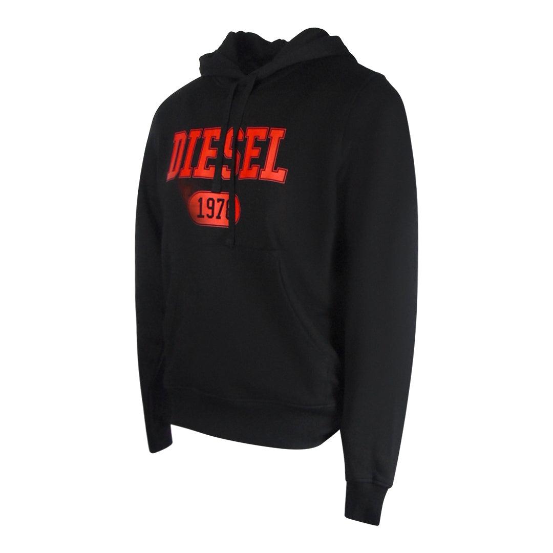 Black-Red - Side - Diesel Mens 1978 Logo Hoodie