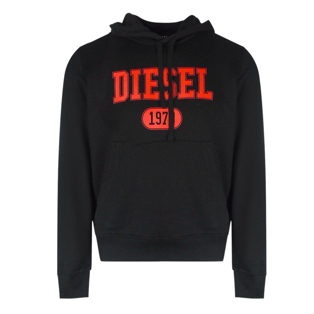 Black-Red - Front - Diesel Mens 1978 Logo Hoodie
