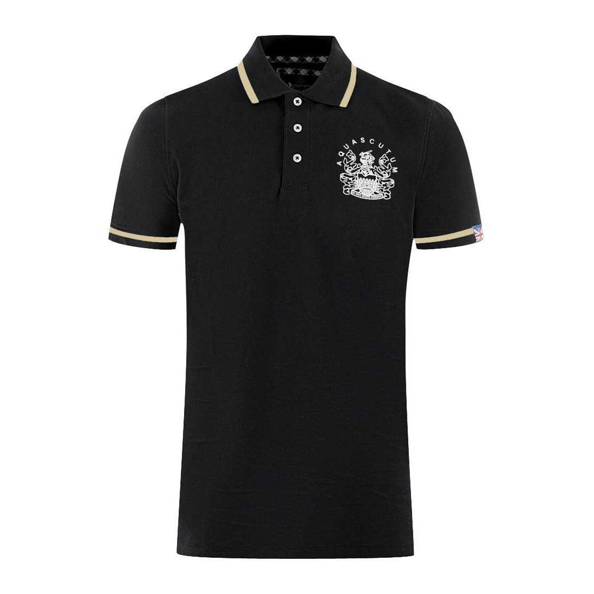Black - Front - Aquascutum Unisex Adult Aldis Tipped Polo Shirt