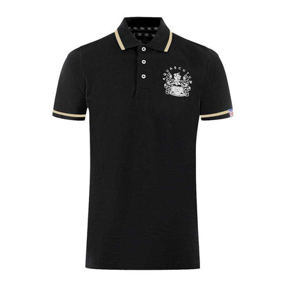 Black - Front - Aquascutum Unisex Adult Aldis Tipped Polo Shirt