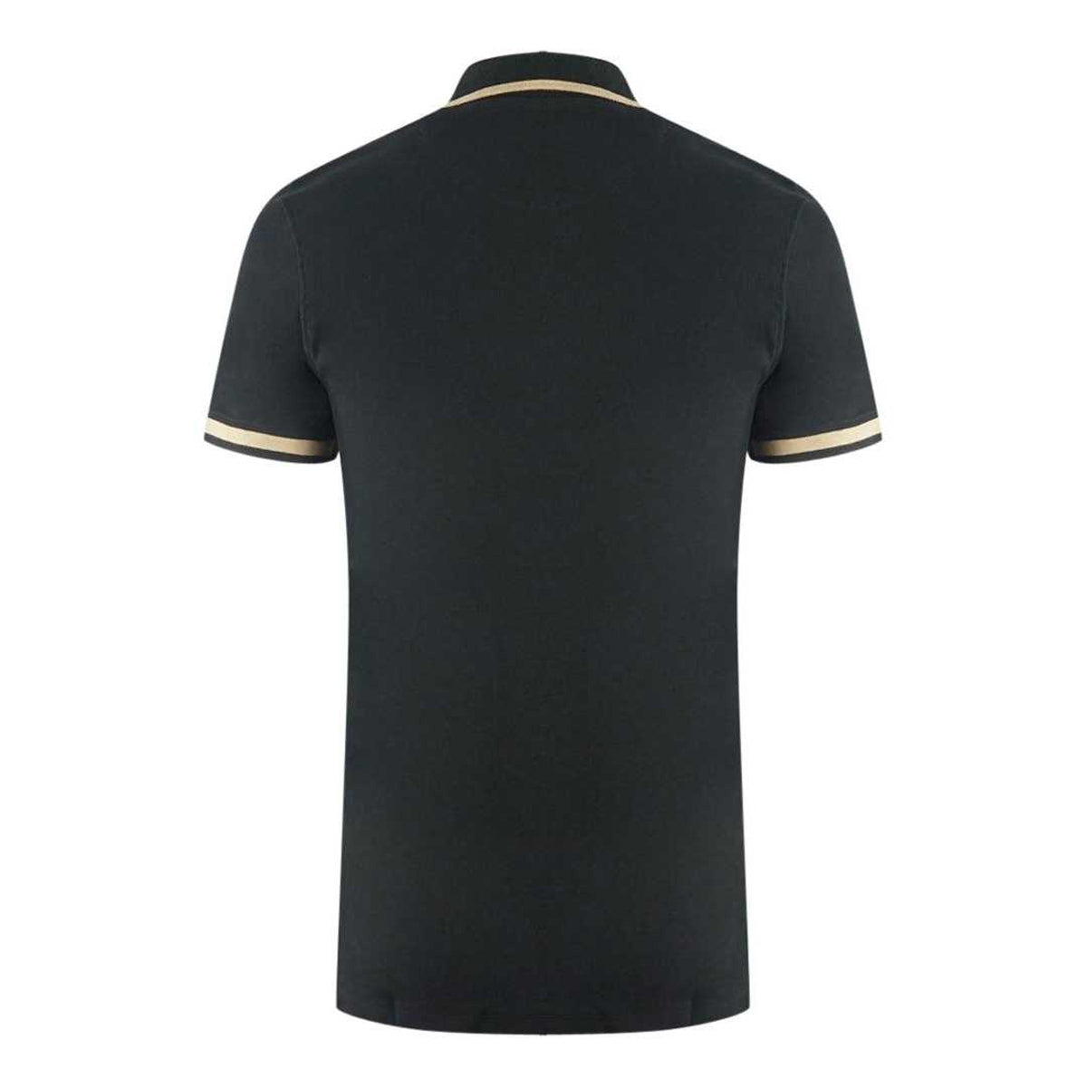 Black - Back - Aquascutum Unisex Adult Aldis Tipped Polo Shirt