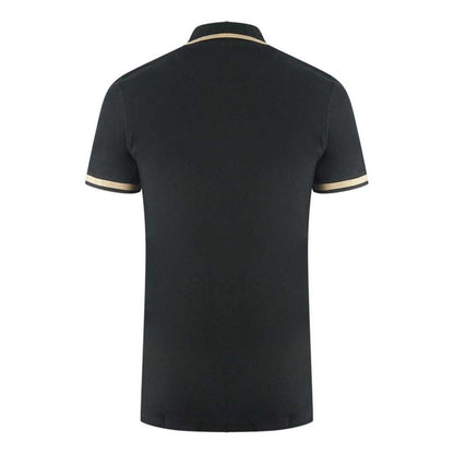 Black - Back - Aquascutum Unisex Adult Aldis Tipped Polo Shirt