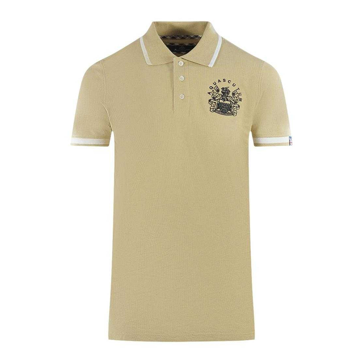 Beige - Front - Aquascutum Unisex Adult Aldis Tipped Polo Shirt