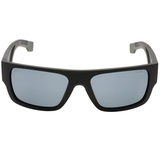 Matt Black-Grey - Front - Hugo Boss Mens Rectangular Sunglasses