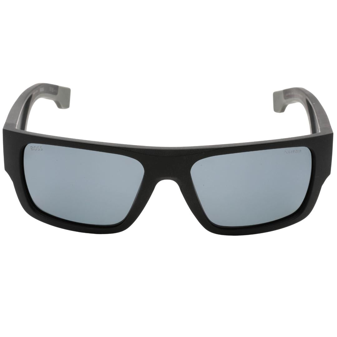 Matt Black-Grey - Front - Hugo Boss Mens Rectangular Sunglasses