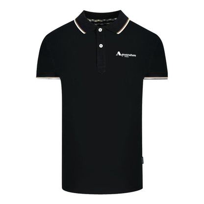 Black - Front - Aquascutum Unisex Adult London Tipped Polo Shirt