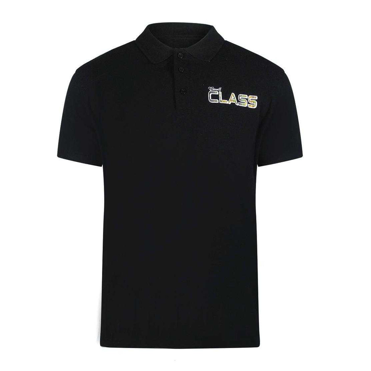 Black - Front - Cavalli Class Unisex Adult Vibrant Floral Logo Polo Shirt