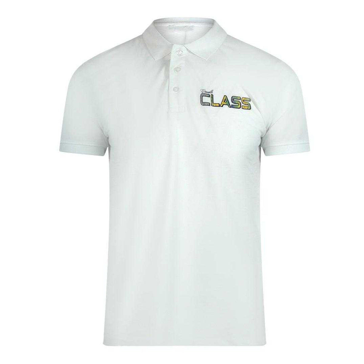 White - Front - Cavalli Class Unisex Adult Vibrant Floral Logo Polo Shirt