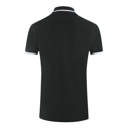 Black - Back - Aquascutum Unisex Adult AQ 1851 Embroidered Tipped Polo Shirt