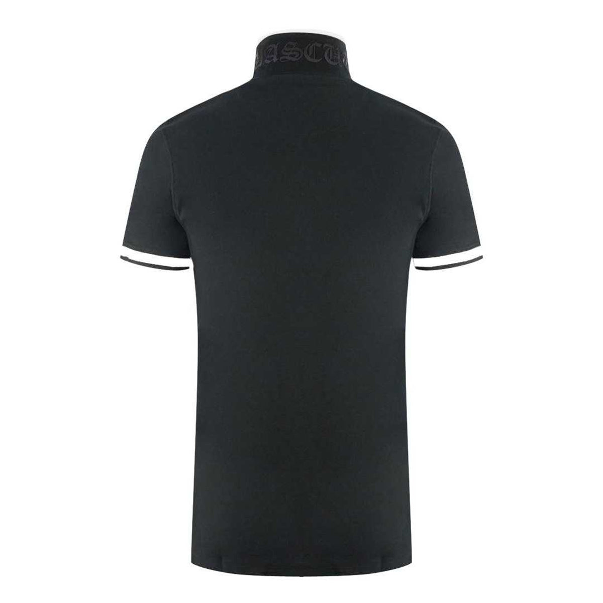 Black - Side - Aquascutum Unisex Adult AQ 1851 Embroidered Tipped Polo Shirt