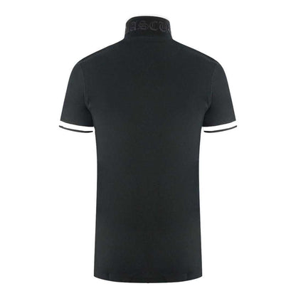 Black - Side - Aquascutum Unisex Adult AQ 1851 Embroidered Tipped Polo Shirt