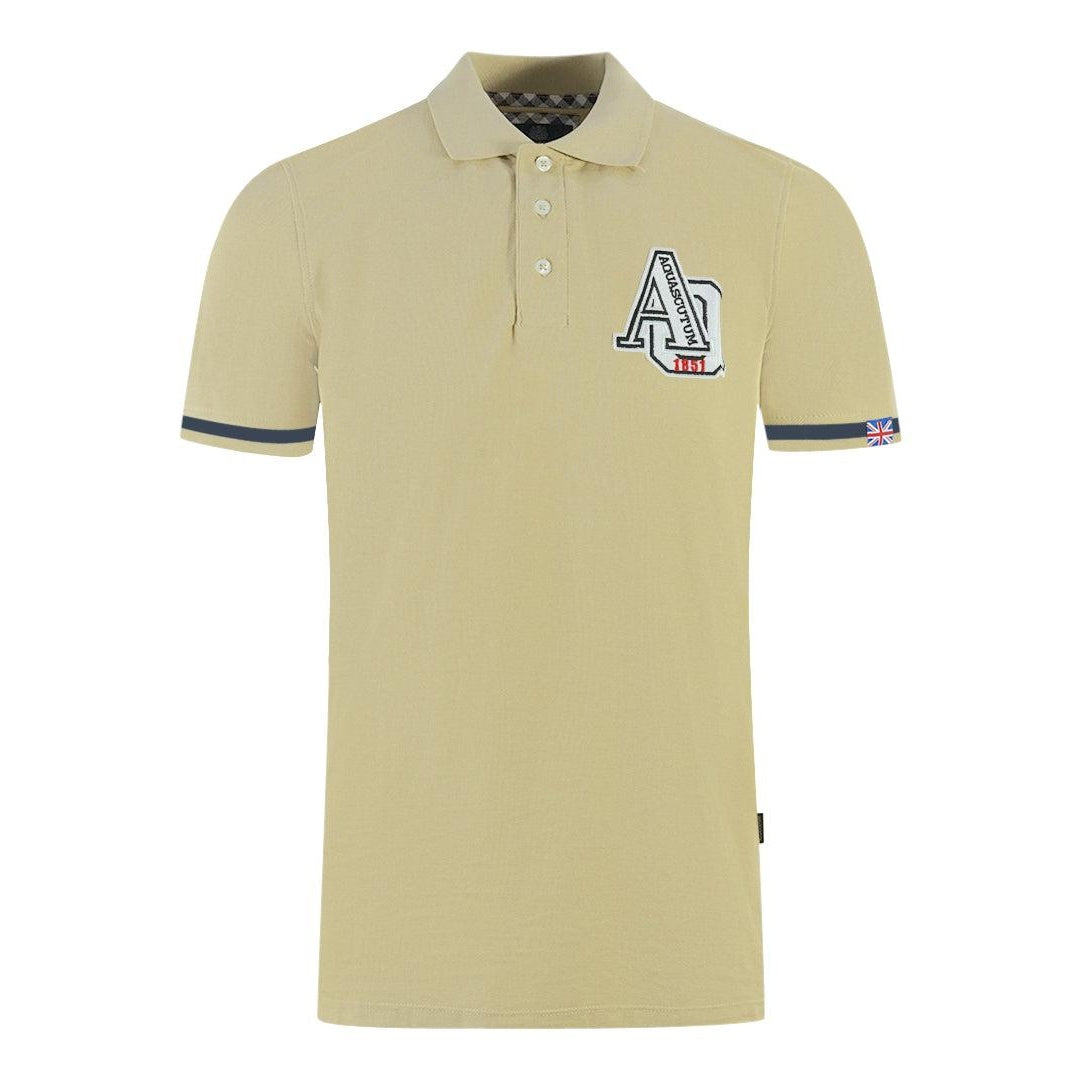 Beige - Front - Aquascutum Unisex Adult AQ 1851 Embroidered Tipped Polo Shirt