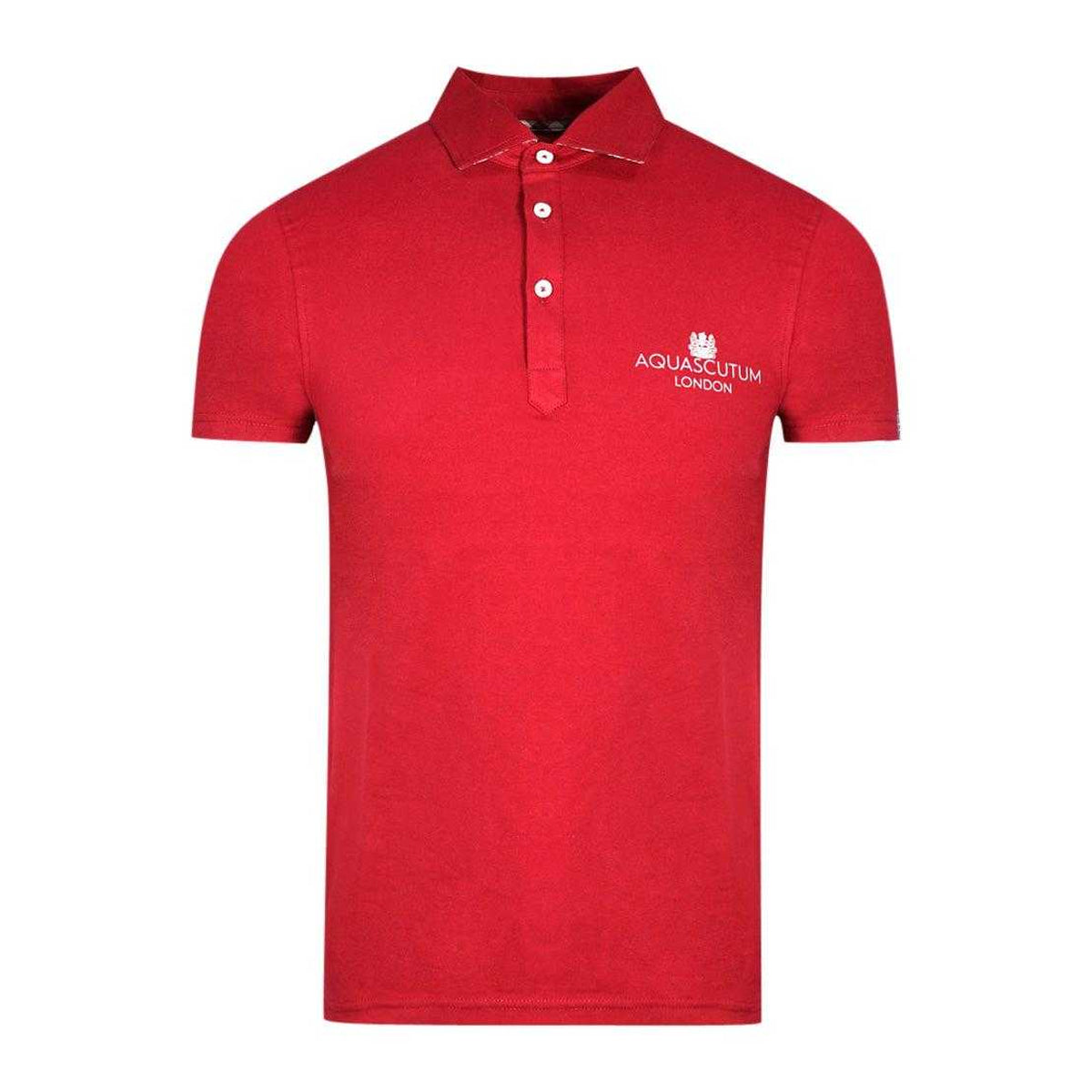 Red - Front - Aquascutum Unisex Adult London Bold Logo Polo Shirt