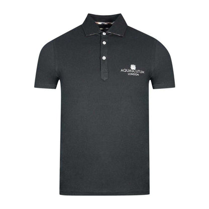 Black - Front - Aquascutum Unisex Adult London Bold Logo Polo Shirt