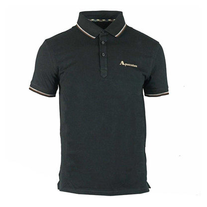 Black - Front - Aquascutum Unisex Adult Logo Polo Shirt