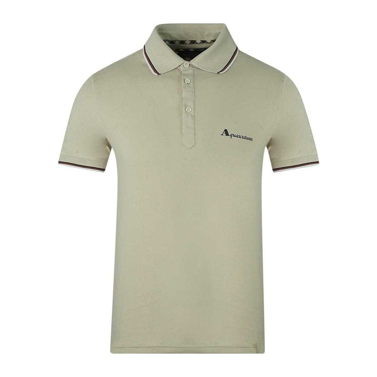 Beige - Front - Aquascutum Unisex Adult Logo Polo Shirt