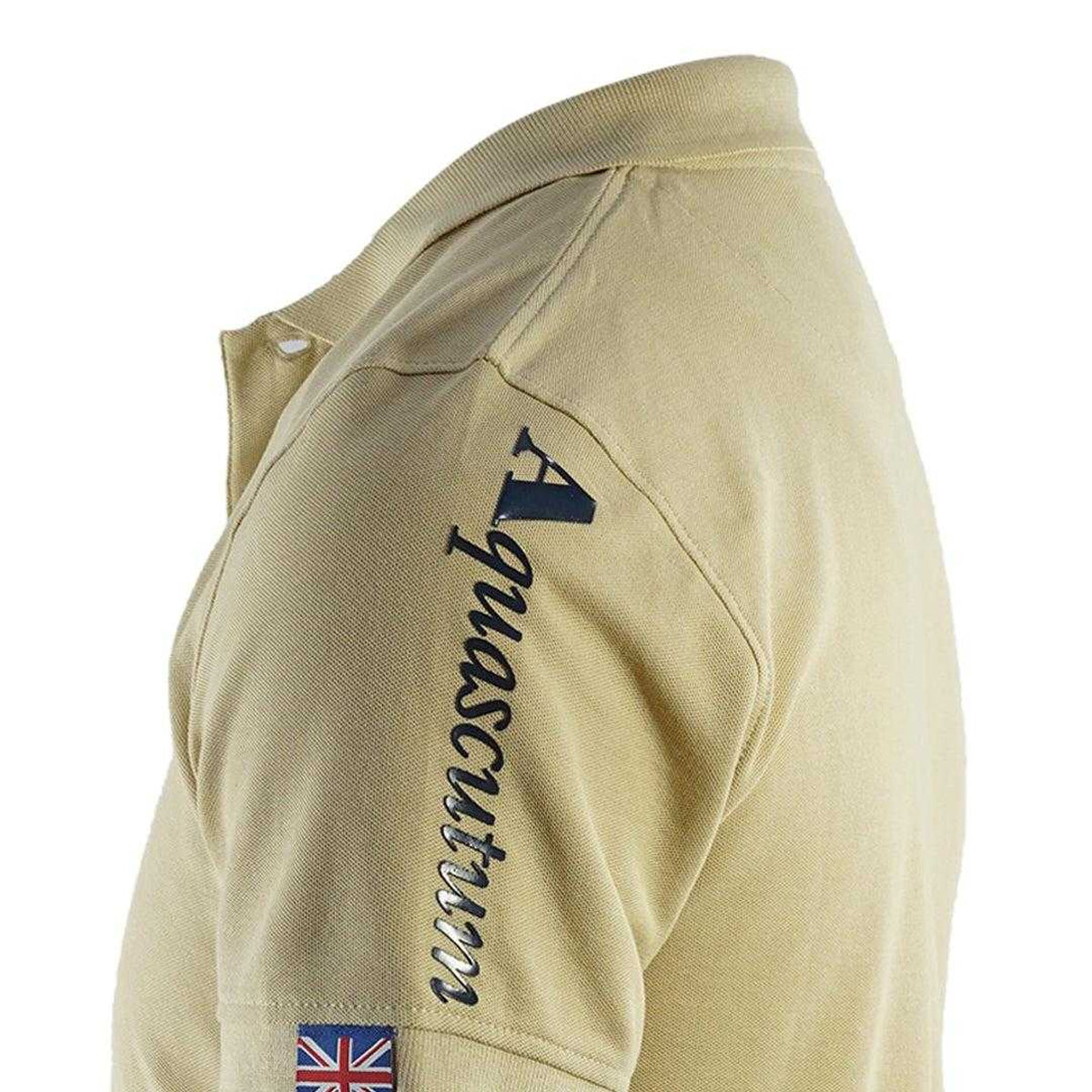 Beige - Side - Aquascutum Unisex Adult Branded Sleeve Polo Shirt