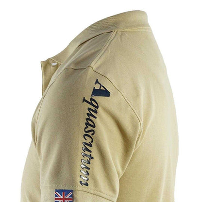 Beige - Side - Aquascutum Unisex Adult Branded Sleeve Polo Shirt