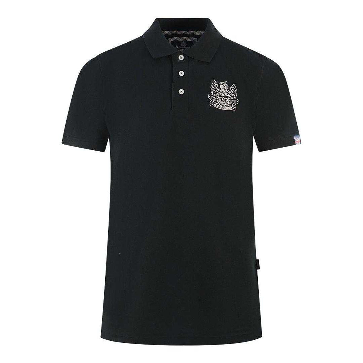 Black - Front - Aquascutum Unisex Adult Branded Sleeve Polo Shirt