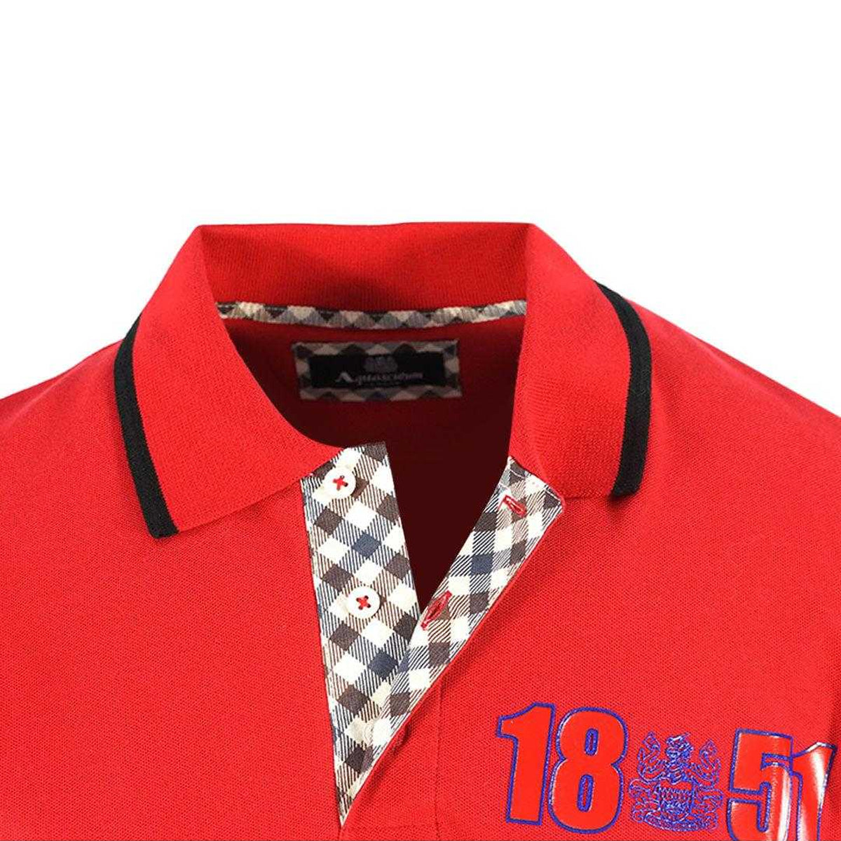 Red - Side - Aquascutum Unisex Adult London 1851 Polo Shirt